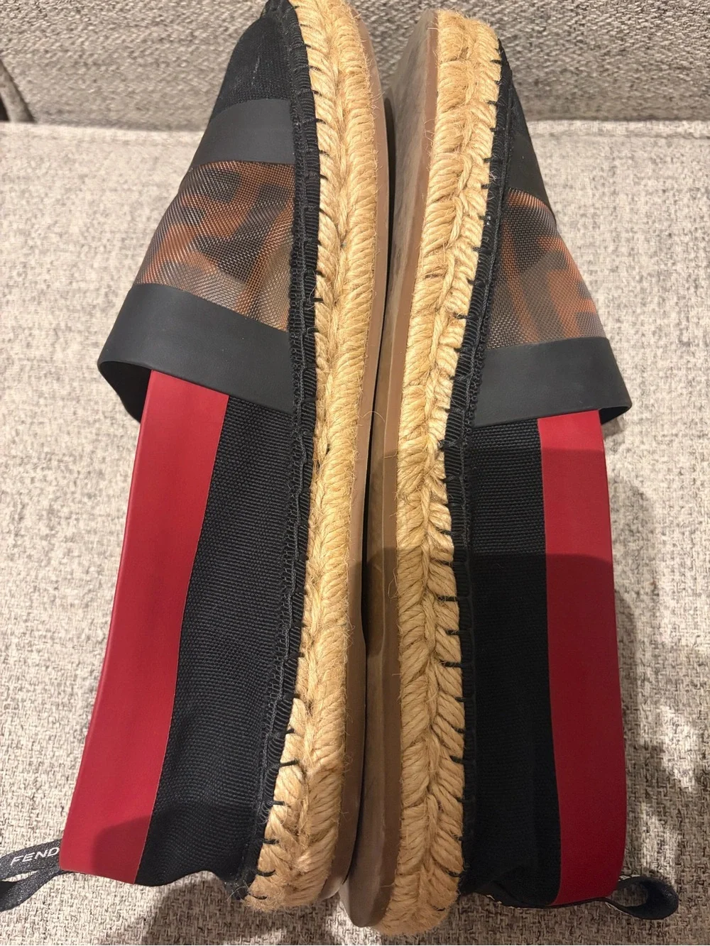 Fendi Black & Brown Logo Slip-On Espadrilles